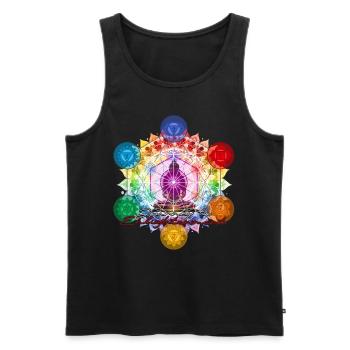 Journey To Enlightenment- Chakra Mantra - Männer Premium Bio Tank Top - Schwarz - Vorne - Michal (187cm)