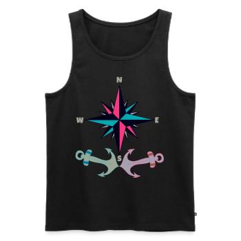 Anker Retro Vintage Ahoi Kompass Seefahrer Kapitän - Männer Premium Bio Tank Top - Schwarz - Vorne - Michal (187cm)