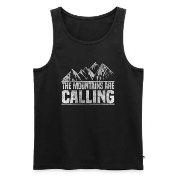 The mountains call mountaineers - Men's Premium Organic Tank Top - black - Front - AI Model Male 178 light (178cm)