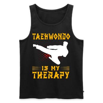 Le taekwondo est ma thérapie - Débardeur bio Premium Homme - noir - Devant - Michal (187cm)