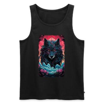 Spirit Wolf Fox Aesthetic Japanese Kitsune - Men's Premium Organic Tank Top - black - Front - Michal (187cm)