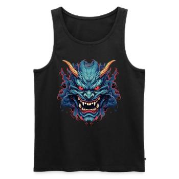Japanese Hannya Demon Samurai Warrior Oni Mask - Men's Premium Organic Tank Top - black - Front - AI Model Male 178 light (178cm)