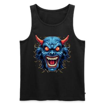 Japanese Hannya Demon Samurai Warrior Oni Mask - Men's Premium Organic Tank Top - black - Front - AI Model Male 178 light (178cm)