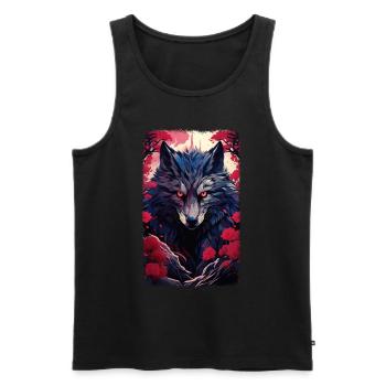 Spirit Wolf Fox Aesthetic Japanese Kitsune - Men's Premium Organic Tank Top - black - Front - Michal (187cm)