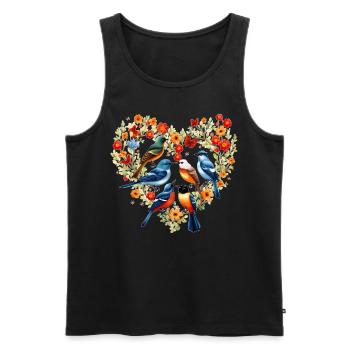Birdwatching Heart Flower Wreath Birder Birding - Männer Premium Bio Tank Top - Schwarz - Vorne - AI Model Male 178 light (178cm)