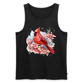Watercolor Red Cardinal Floral Birdwatching Vintag - Männer Premium Bio Tank Top - Schwarz - Vorne - AI Model Male 178 light (178cm)