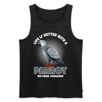 Life's Better With A Parrot African Gray Funny Bir - Männer Premium Bio Tank Top - Schwarz - Vorne - Michal (187cm)