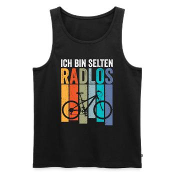 Ich bin selten Radlos - Männer Premium Bio Tank Top - Schwarz - Vorne - Michal (187cm)