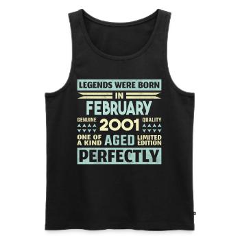 23. Geburtstag FEBRUAR Jahrgang 2001 Geschenkidee - Männer Premium Bio Tank Top - Schwarz - Vorne - Michal (187cm)