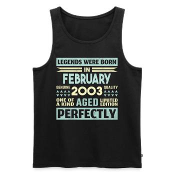 21. Geburtstag FEBRUAR Jahrgang 2003 Geschenkidee - Männer Premium Bio Tank Top - Schwarz - Vorne - Michal (187cm)
