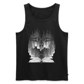 Kreuz Religion Bibel Jesus Schöpfung Gott Feuer - Männer Premium Bio Tank Top - Schwarz - Vorne - AI Model Male 178 light (178cm)