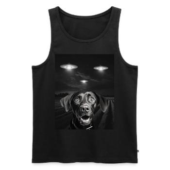 Funny Dogs Selfie In Front Of UFOs Dog UFO - Men's Premium Organic Tank Top - black - Front - AI Model Male 178 light (178cm)