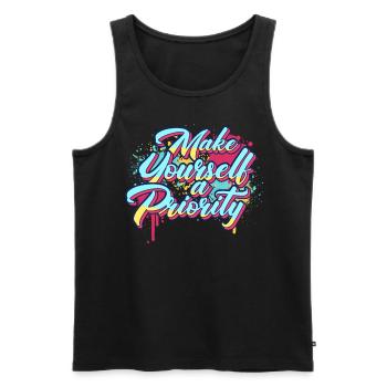 Make Yourself A Priority Inspirational Quote Graff - Männer Premium Bio Tank Top - Schwarz - Vorne - Michal (187cm)