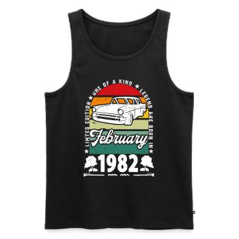 Birthday February 1982, Vintage February 1982. - Men's Premium Organic Tank Top - black - Front - Michal (187cm)