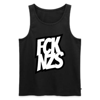 FCK NZS - Gegen Rechts - Nie wieder ist jetzt - Männer Premium Bio Tank Top - Schwarz - Vorne - Michal (187cm)