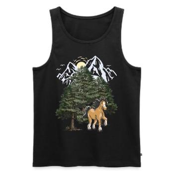 Mountains, Mountains, Horse, Black Forest, Tyrol, Alps - Men's Premium Organic Tank Top - black - Front - AI Model Male 178 light (178cm)