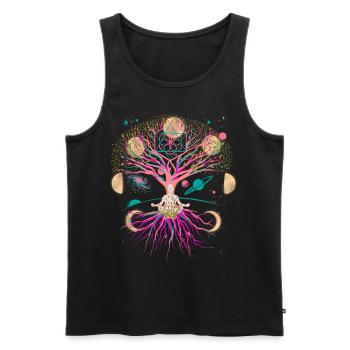 Moon Tree Meditation Meditate Universe Fantasy - Men's Premium Organic Tank Top - black - Front - AI Model Male 178 light (178cm)