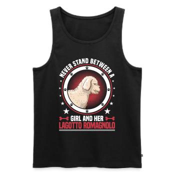 Girl and her Lagotto Romagnolo water dog - Men's Premium Organic Tank Top - black - Front - Michal (187cm)