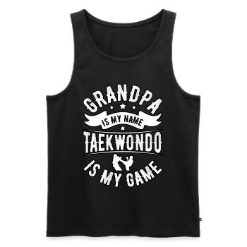 Grand-père est mon nom, le taekwondo est mon jeu - Débardeur bio Premium Homme - noir - Devant - Michal (187cm)