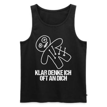 Bien sûr, je pense souvent à toi poupée vaudou misanthrope - Débardeur bio Premium Homme - noir - Devant - Michal (187cm)