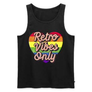 Retro Vibes Only Grunge Rainbow Heart Pride Vintag - Männer Premium Bio Tank Top - Schwarz - Vorne - Michal (187cm)