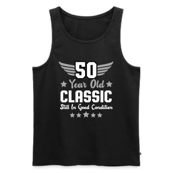 50e anniversaire rond anniversaire classique hommes - Débardeur bio Premium Homme - noir - Devant - AI Model Male 178 light (178cm)