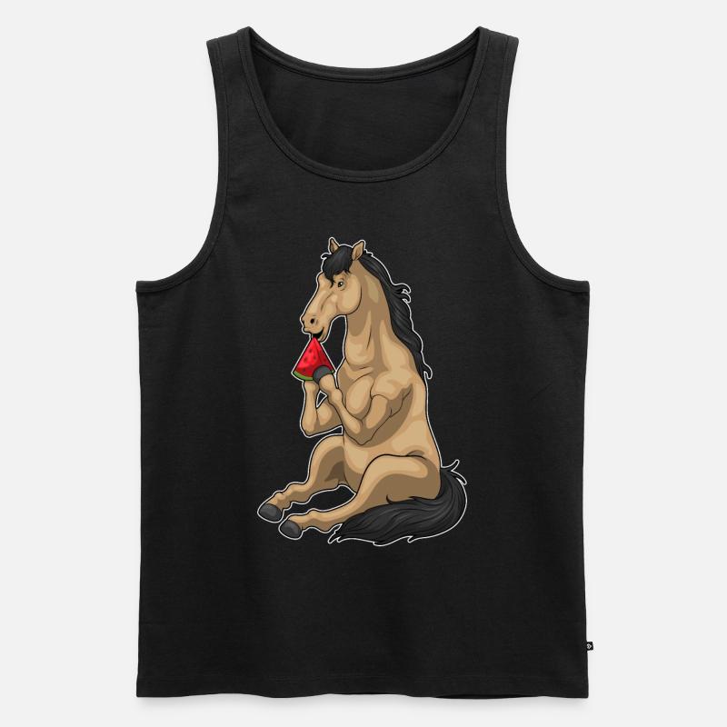 Pferd Wassermelone Frucht - Männer Premium Bio Tank Top - Schwarz