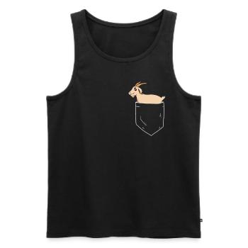 Ziege in Brusttasche - Männer Premium Bio Tank Top - Schwarz - Vorne - Michal (187cm)