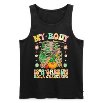 Groovy Vegane Pflanzenbasierte Ernährung - Männer Premium Bio Tank Top - Schwarz - Vorne - AI Model Male 178 light (178cm)
