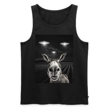 Funny ass selfie in front of UFOs Asses UFO - Men's Premium Organic Tank Top - black - Front - AI Model Male 178 light (178cm)
