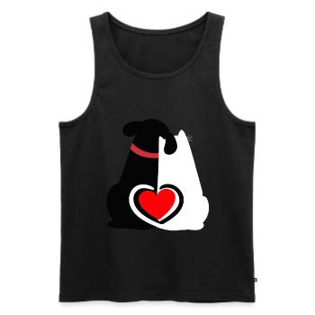 Coeur, Saint-Valentin, Chien, Chat, Amour, Amitié, Animaux - Débardeur bio Premium Homme - noir - Devant - Michal (187cm)