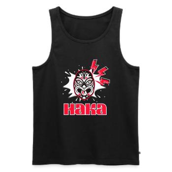 Maori Tribal Mask Haka Dance New Zealand - Men's Premium Organic Tank Top - black - Front - AI Model Male 178 light (178cm)