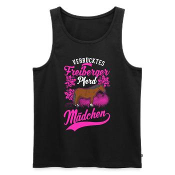 Verrücktes Freiberger Pferd Mädchen - Männer Premium Bio Tank Top - Schwarz - Vorne - AI Model Male 178 light (178cm)