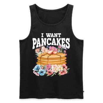 Amoureux des crêpes Les enfants je veux des crêpes - Débardeur bio Premium Homme - noir - Devant - Michal (187cm)