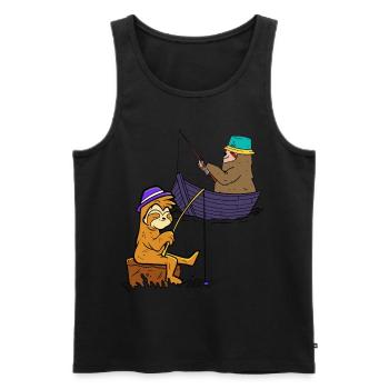 Sloths Angler Fishing Fish Fishing Rod Boat Child - Men's Premium Organic Tank Top - black - Front - Michal (187cm)