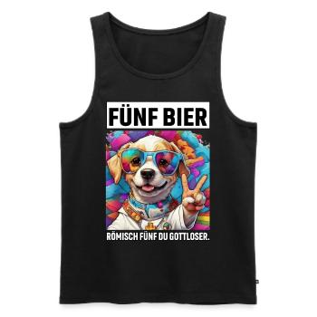 Lustiger Hund Fünf Bier Römisch Fünf du Gottloser - Männer Premium Bio Tank Top - Schwarz - Vorne - Michal (187cm)