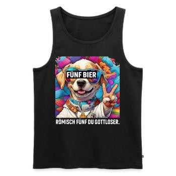 Fünf Bier Römisch Fünf du Gottloser Lustiger Hund - Männer Premium Bio Tank Top - Schwarz - Vorne - Michal (187cm)