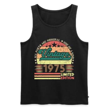 Retro 1975 Geburtstagsgeschenk. Jahrgang 1975. - Männer Premium Bio Tank Top - Schwarz - Vorne - Michal (187cm)