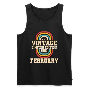 63. Geburtstag FEBRUAR Jahrgang 1961 Geschenkidee - Männer Premium Bio Tank Top - Schwarz - Vorne - Michal (187cm)