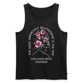 Mindfulness Affirmation Minimal Line Art Drawing - Männer Premium Bio Tank Top - Schwarz - Vorne - AI Model Male 178 light (178cm)