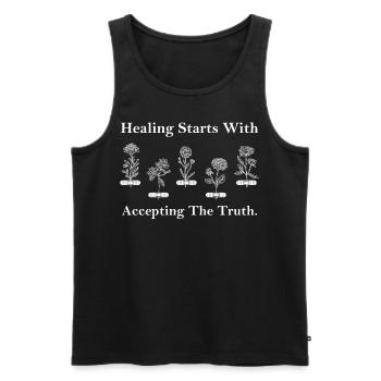 Positive Mindfulness Floral Line Art Minimalist Ae - Männer Premium Bio Tank Top - Schwarz - Vorne - AI Model Male 178 light (178cm)