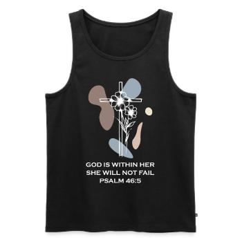 Motivational Christian Scripture Minimal Cross Lin - Männer Premium Bio Tank Top - Schwarz - Vorne - AI Model Male 178 light (178cm)