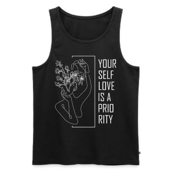Floral Woman Line Art Minimalist Inspirational Sel - Männer Premium Bio Tank Top - Schwarz - Vorne - Michal (187cm)