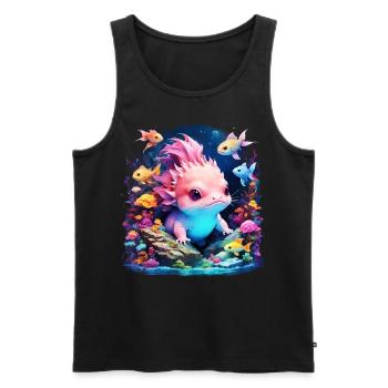 axolotl - Débardeur bio Premium Homme - noir - Devant - Michal (187cm)