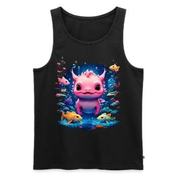 Axolotl - Men's Premium Organic Tank Top - black - Front - Michal (187cm)