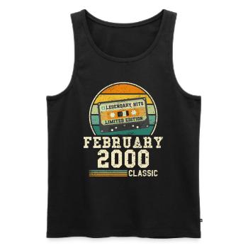 24th Birthday FEBRUARY Vintage 2000 Gift Idea - Men's Premium Organic Tank Top - black - Front - Michal (187cm)