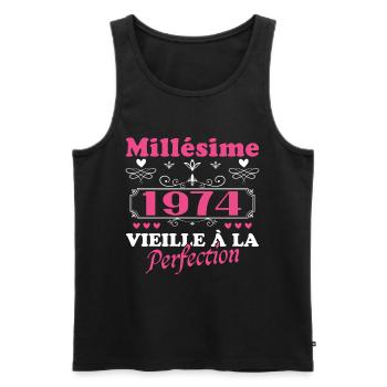 Vintage Woman 1974 Gift Anniversary Humor - Men's Premium Organic Tank Top - black - Front - Michal (187cm)