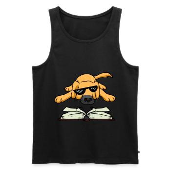 Meme chien lire livre animaux enfants enfants chiens - Débardeur bio Premium Homme - noir - Devant - AI Model Male 178 light (178cm)