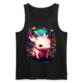 Axolotl - Männer Premium Bio Tank Top - Schwarz - Vorne - Michal (187cm)