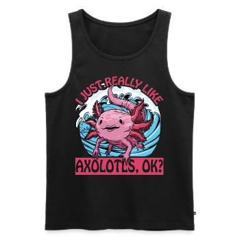 J’aime vraiment les axolotls, d’accord ? - Débardeur bio Premium Homme - noir - Devant - Michal (187cm)
